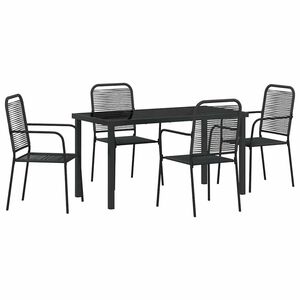 vidaXL Garden Dining Set 5 pcs Black Powder-Coated Steel