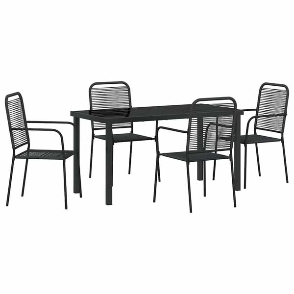 vidaXL Garden Dining Set 5 pcs Black Powder-Coated Steel