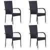vidaXL 5 Piece Garden Dining Set Black Poly Rattan