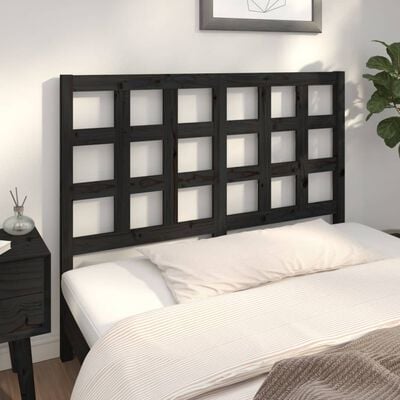 vidaXL Bed Headboard Black 125.5x4x100 cm Solid Wood Pine
