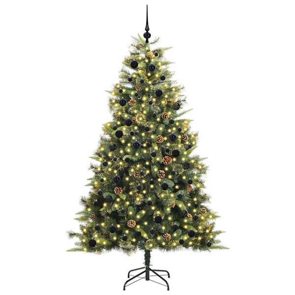 vidaXL Artificial Hinged Christmas Tree with Cones Green 240 cm