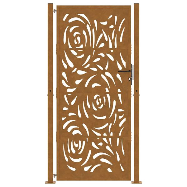 vidaXL Garden Gate 100x200 cm Weathering Steel Flame Design