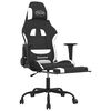 vidaXL Swivel Gaming Chair with Footrest Black and White Fabric