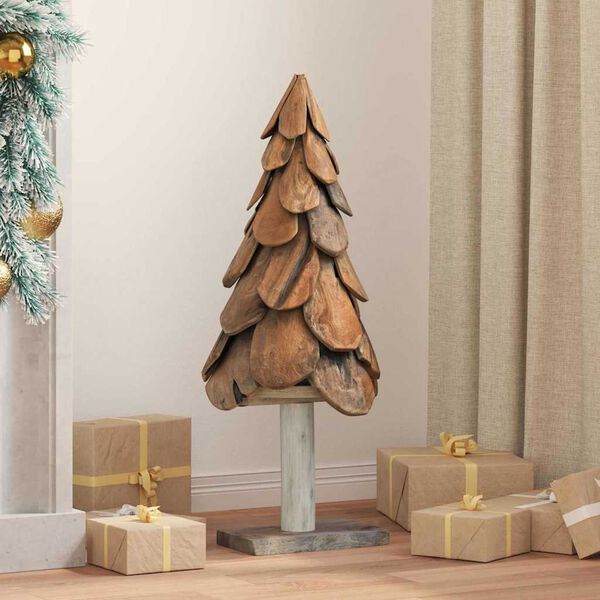 vidaXL Christmas Tree with Stand Brown 90 cm Solid teak wood