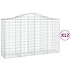 vidaXL Arched Gabion Baskets 12 pcs 200x50x120/140 cm Galvanised Iron