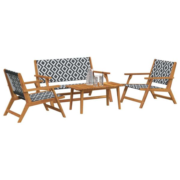 vidaXL Garden Chairs with Table 4 pcs Black 90 x 45 x 40 cm