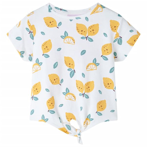 Kids'T-shirt with Tie Hem Ecru 128