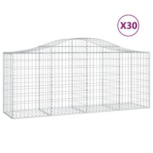 vidaXL Arched Gabion Baskets 30 pcs 200x50x80/100 cm Galvanised Iron
