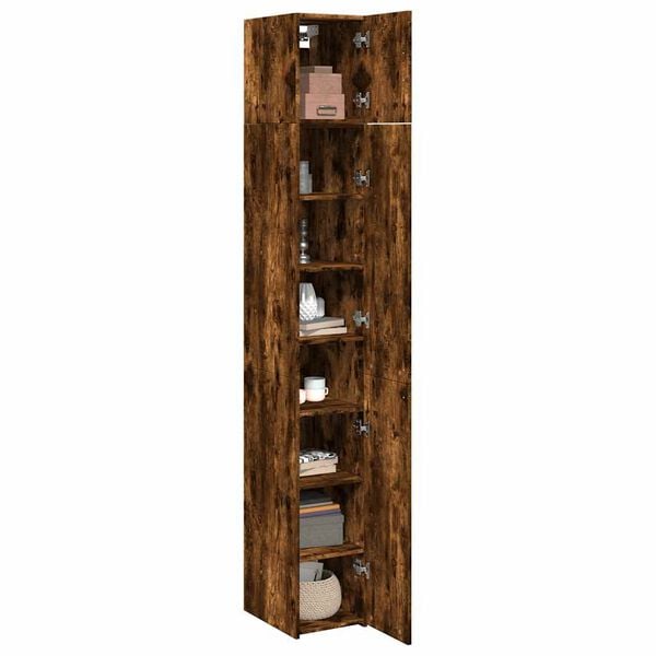 vidaXL Slim Storage Cabinet Smoked Oak 30x42.5x225 cm Engineered Wood