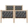vidaXL Bed Frame with Headboard Dark Grey 135 x 190 cm Solid Pine Wood