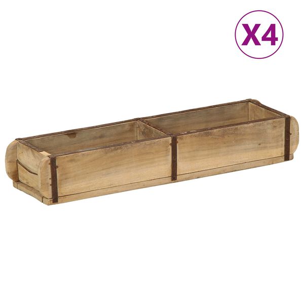 vidaXL Tray with Storage 4 pcs Brown 57 x 15 x 9 cm Solid Reclaim Wood