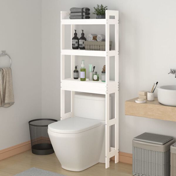 vidaXL Toilet Rack White 63x26x171 cm Solid Wood Pine