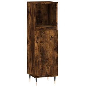 vidaXL Bathroom Cabinet Smoked Oak 30x30x100 cm Engineered Wood