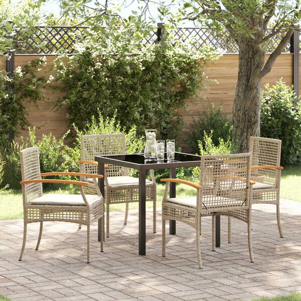 vidaXL Garden Dining Set 5 pcs Beige Poly Rattan