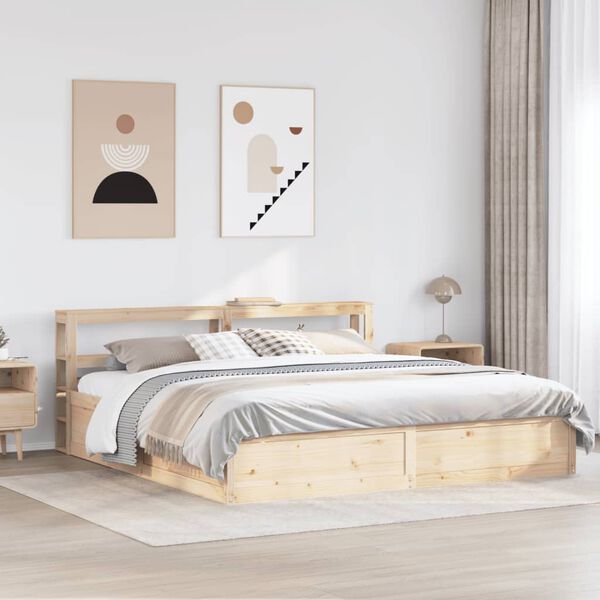 vidaXL Bed Frame with Headboard 200x200 cm Solid Wood Pine