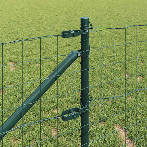 vidaXL Fence with Post Green 0.6 x 50 m Steel and PVC