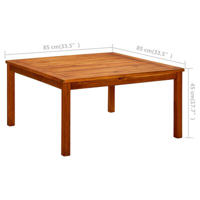 vidaXL Garden Coffee Table 85x85x45 cm Solid Acacia Wood