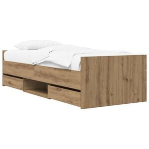 vidaXL Bed Frame with Drawer with Storage Artisian Oak Engineered Wood