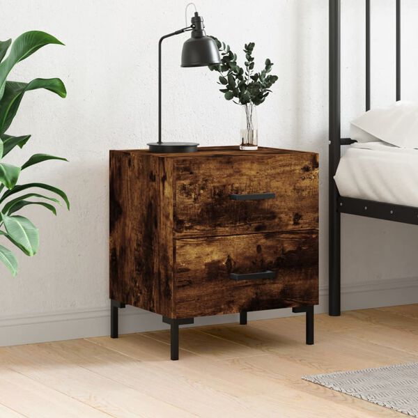 vidaXL Bedside Cabinet Smoked Oak 40x35x47.5 cm Engineered Wood