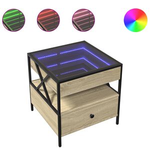 vidaXL Coffee Table with Infinity LED Sonoma Oak 50x50x51 cm