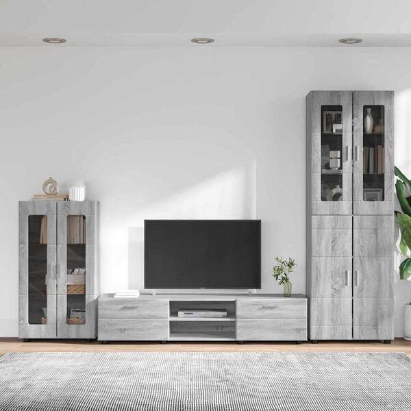 vidaXL TV Cabinet Set with Drawer Grey Sonoma Engineered Wood