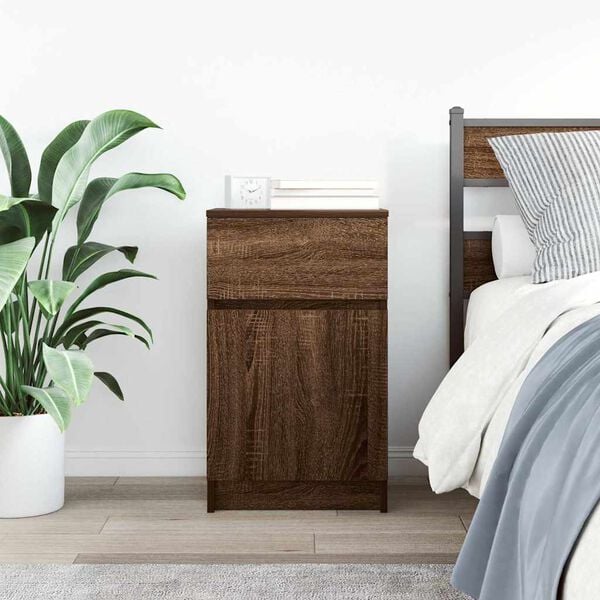 vidaXL Bedside Cabinet Brown Oak 39x35x65 cm Engineered Wood