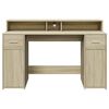 vidaXL Desk with LED Lights Sonoma Oak 140x55x91 cm Engineered Wood