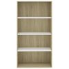 vidaXL 4-Tier Book Cabinet White and Sonoma Oak 80x30x151.5 cm Engineered Wood