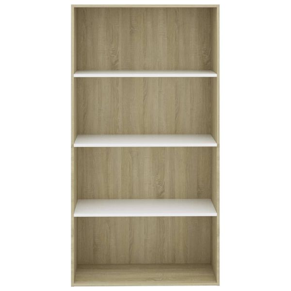 vidaXL 4-Tier Book Cabinet White and Sonoma Oak 80x30x151.5 cm Engineered Wood