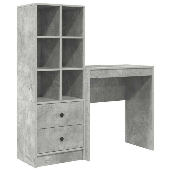 vidaXL Desk with Drawer 2 pcs Concrete Grey