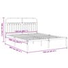 vidaXL Metal Bed Frame without Mattress with Headboard White 150x200cm