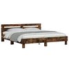 vidaXL Bed Frame with LED without Mattress Smoked Oak 160x200 cm