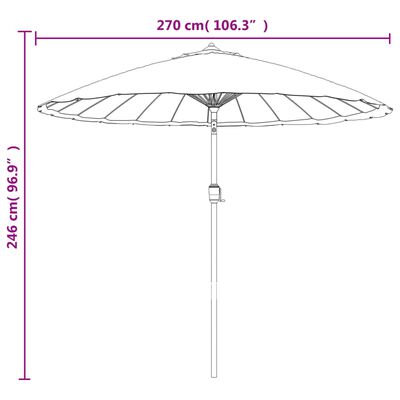 vidaXL Outdoor Parasol with Aluminium Pole 270 cm Taupe