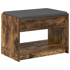 vidaXL Hall Bench with Cushion with Shelf Smoked Oak 63 x 38 x 45 cm