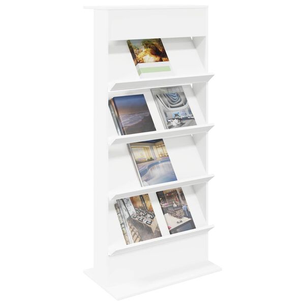 vidaXL Magazine Rack with Shelf White 70 x 41 x 156 cm Engineered Wood