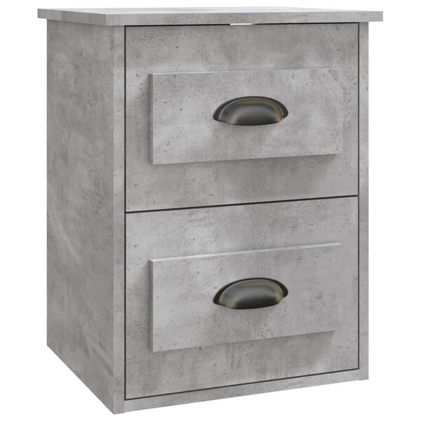 vidaXL Wall-mounted Bedside Cabinet Concrete Grey 41.5x36x53cm