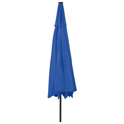 vidaXL Outdoor Parasol with LED Lights and Metal Pole 400 cm Azure Blue