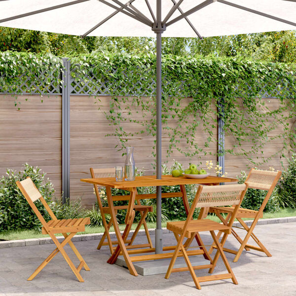 vidaXL Folding Garden Chairs 4 pcs Beige Solid Wood Acacia