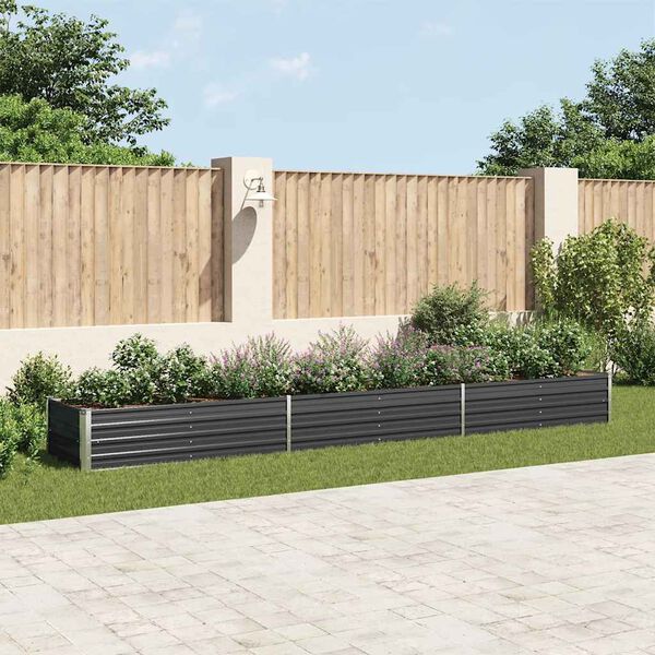 vidaXL Garden Raised Bed Galvanised Steel 480x80x45 cm Anthracite
