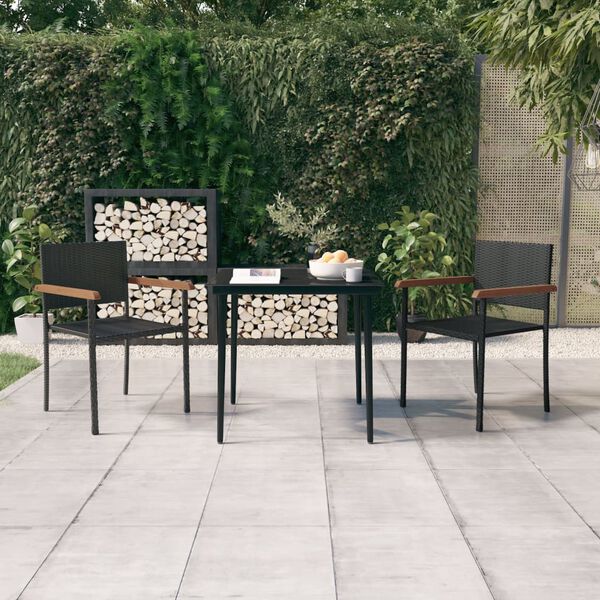 vidaXL 3 Piece Garden Dining Set Black