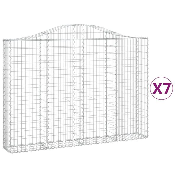 vidaXL Arched Gabion Baskets 7 pcs 200x30x140/160 cm Galvanised Iron