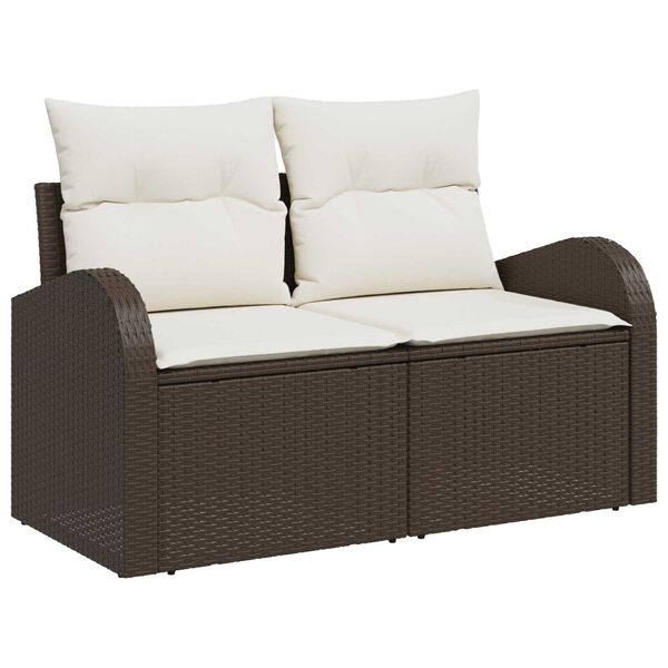 vidaXL Garden Sofa Brown 124 x 62 x 69cm Poly Rattan