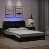 vidaXL Bed Frame with LED without Mattress "Hvar" Black and White 140x190 cm