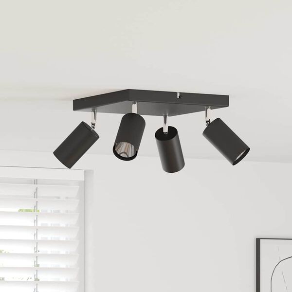 vidaXL Ceiling Spotlight with Spotlights Black 26 x 26 x 16.5 cm Metal