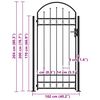 vidaXL Fence Gate Assen with Arched Top and 2 Posts 105x170 cm Black
