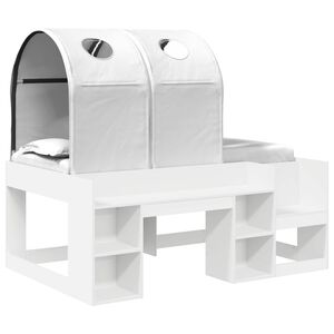 vidaXL Bed with Tunnel with Shelf 3 pcs White Engineered Wood
