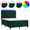 vidaXL Box Spring Bed with Mattress&LED Dark Green 140x190 cm Velvet