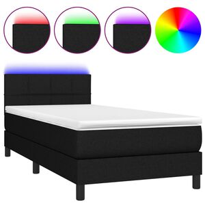 vidaXL Box Spring Bed with Mattress&LED Black 80x200cm Fabric