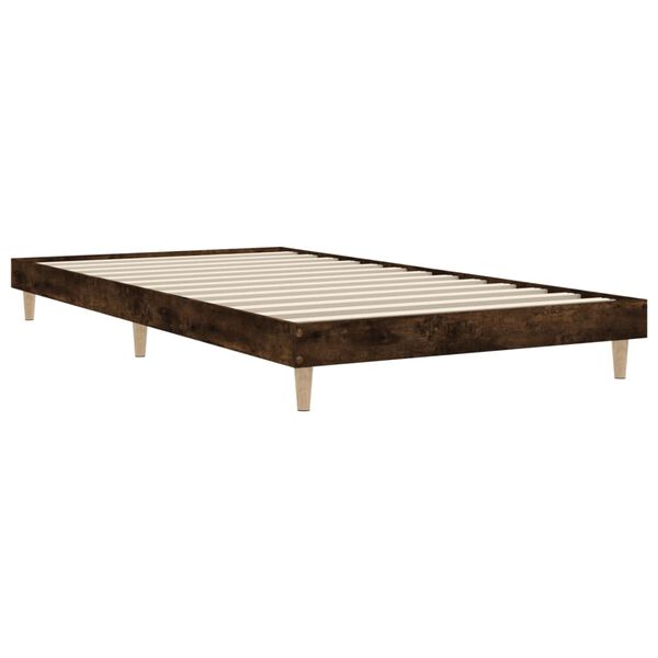 vidaXL Bed Frame without Mattress Smoked Oak 90x190 cm Single Engineered Wood