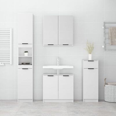 vidaXL 4 Piece Bathroom Cabinet Set High Gloss White Engineered Wood